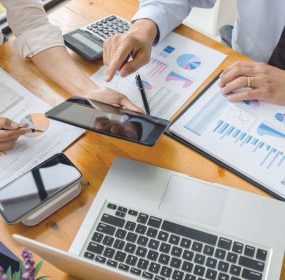 Team working on laptops