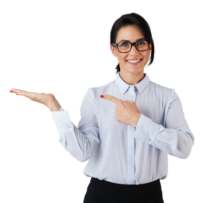 Woman pointing to content